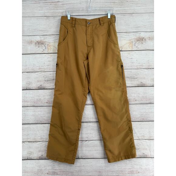 prAna Breathe Roll Tab Hem Hiking Pants Mens Small Brown Beige - Picture 1 of 12